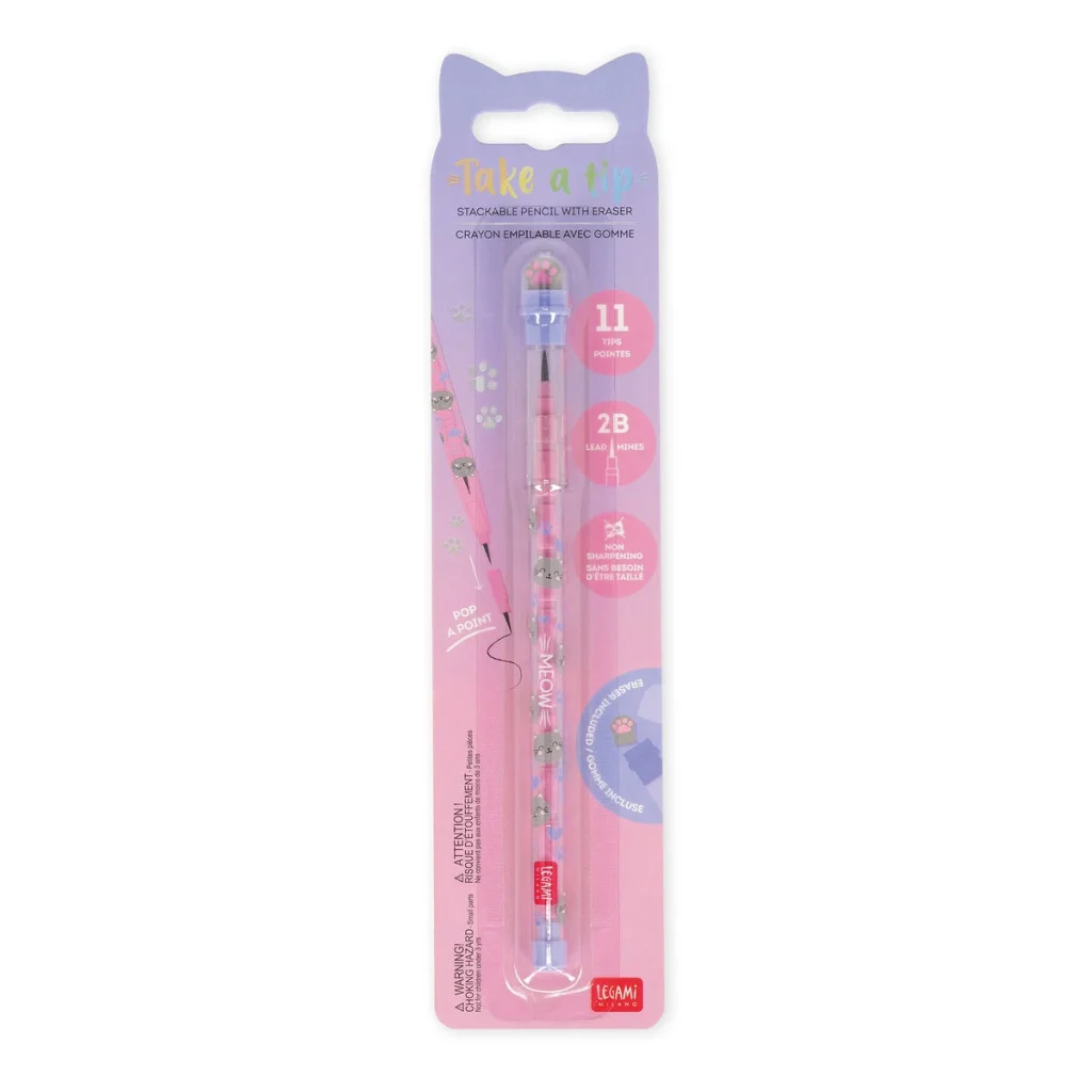 LEGAMI – Crayons Empilables avec Gomme Kitty – Take a Tip
