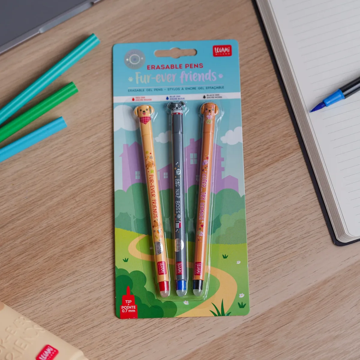 LEGAMI - Set de 3 stylos effaçables gel - Fur-ever Friends - Edition limitée
