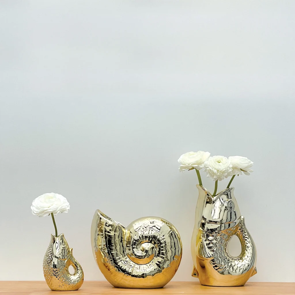 OPJET – Vase pichet poisson – Doré