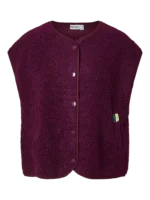PIECES - Gilet teddy sans manche Katty - Aubergine
