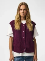 PIECES - Gilet teddy sans manche Katty - Aubergine – Image 2