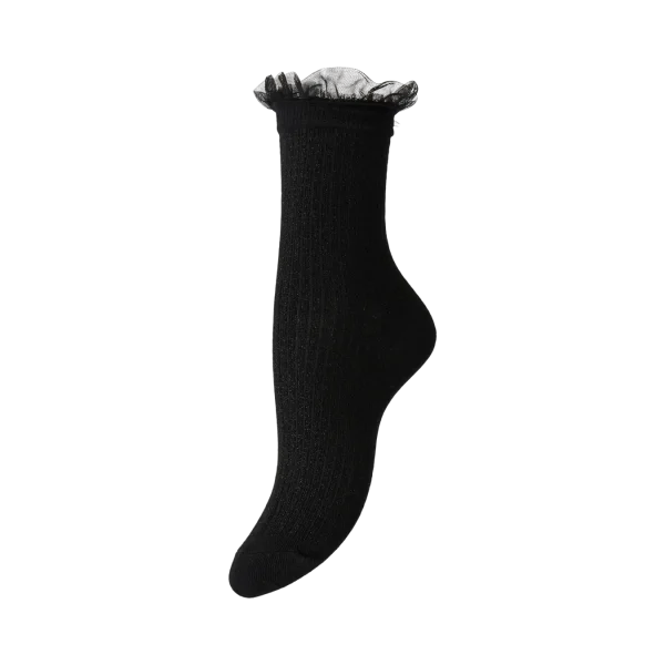PIECES - Chaussettes paillettées à volant Ellinor