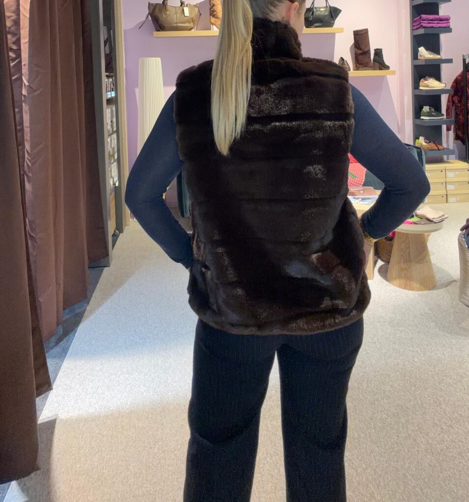 Veste fourrure synthétique – Chocolat