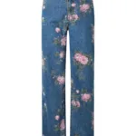 PIECES - Jeans bleu motif fleurs Alice