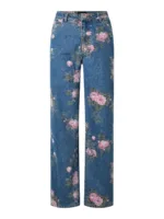 PIECES - Jeans bleu motif fleurs Alice