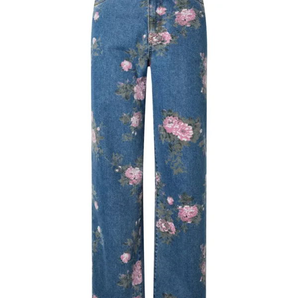 PIECES - Jeans bleu motif fleurs Alice