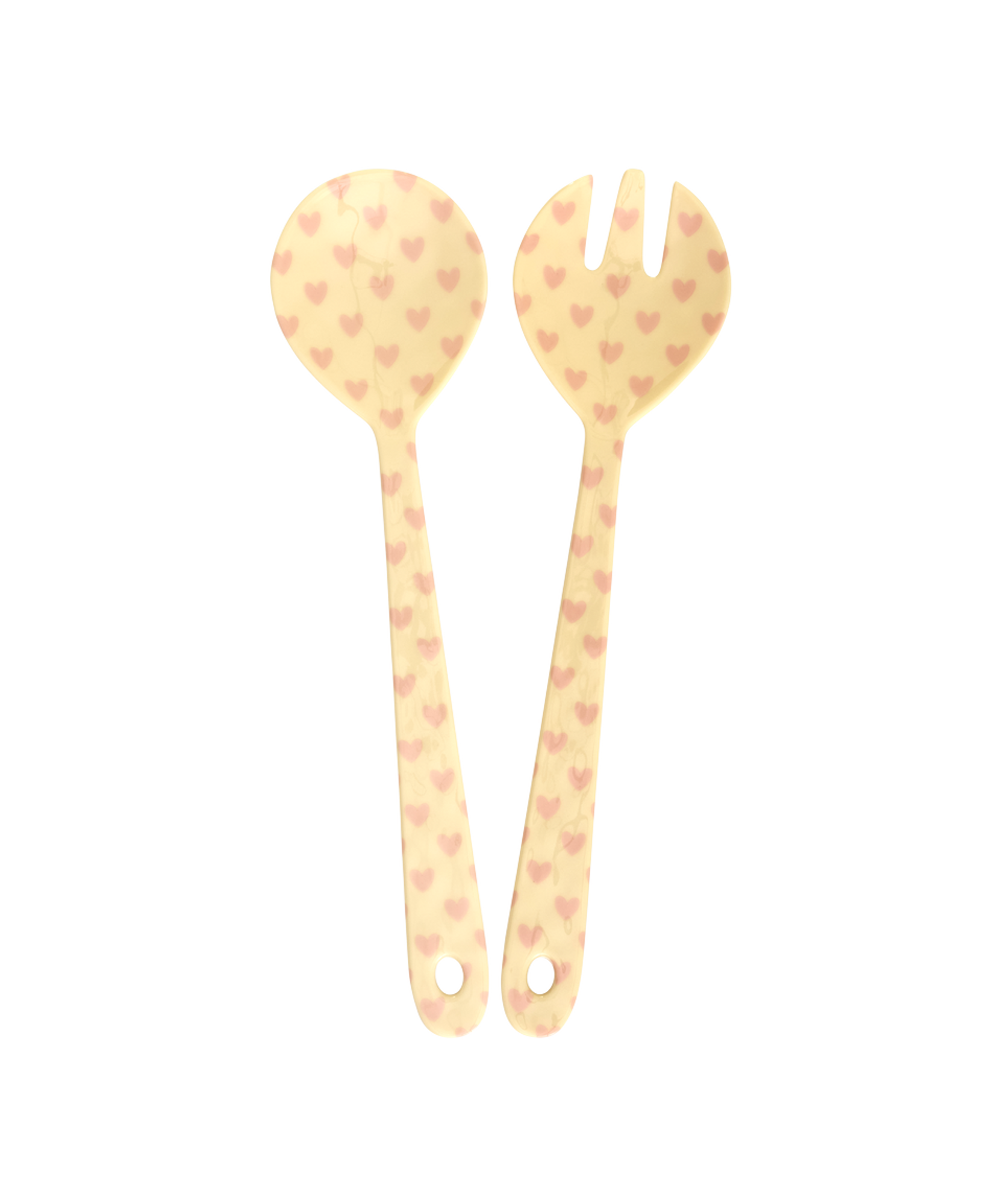 RICE - Couverts à salade en mélamine - Coeur rose