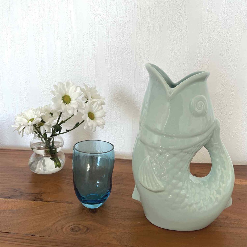 OPJET – Vase pichet poisson – Bleu givré